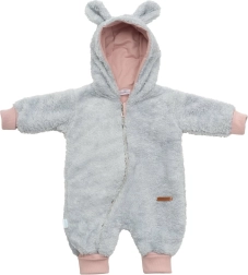 New Baby Teddy Bear szaro-różowy dziecięcy kombinezon zimowy