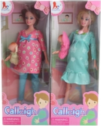 Lalka z ciążowym brzuszkiem i niemowlęciem, z przegubami