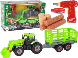 Traktor z przyczepą do montażu DIY ze śrubokrętem