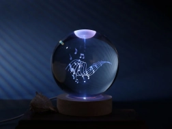 kryształowa lampka kula muzyka 10 cm