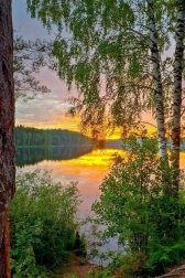 Malowanie diamentowe Zachód słońca nad jeziorem 30x40 cm