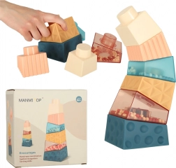 Montessori wieża sensoryczna z klocków konstrukcyjnych