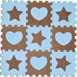 Piankowe puzzle gwiazdki i serca niebieskie