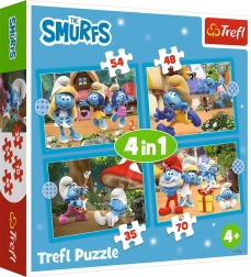 TREFL puzzle Wioska Smerfów 4w1