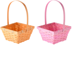 Wielkanocny koszyk z ruchomym uchwytem, 18,5 × 18,5 × 10 cm, mix 2 pastelowych kolorów