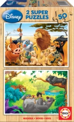 Drewniane puzzle Disney zwierzęcy przyjaciele 2×50 elementów