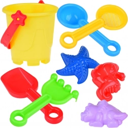 Zestaw zabawek do piasku – wiaderko, foremki i grabki