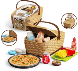 Dziecięcy koszyk piknikowy – zestaw do pizzy