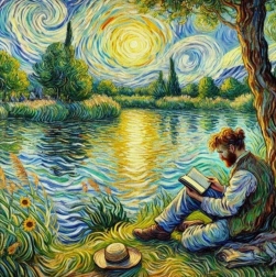 Diamentowe malowanie mężczyzna nad jeziorem 30 × 40 cm