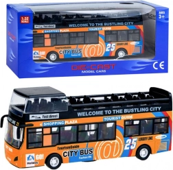 Metalowy piętrowy autobus z otwieranymi drzwiami – Pomarańczowy