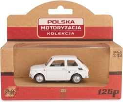 Metalowy model samochodu Fiat 126p PRL w kolorze białym, 1:43