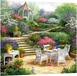 Malowanie diamentowe Śniadanie przy altanie 30 × 40 cm