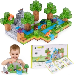 Magnetyczny zestaw konstrukcyjny 142 klocki z dinozaurami