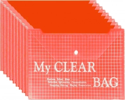 Przezroczysta koperta na dokumenty z zatrzaskiem, czerwona, A4, 20 szt.