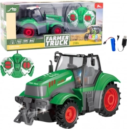 Zielony zdalnie sterowany traktor 1:24