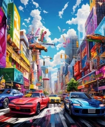 Diamentowe malowanie kolorowe miasto 30 × 40 cm