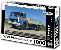 Puzzle Retro Auta Liaz 110.031 Skrzyniowy Valník z Żurawiem HR 3001, 1000 Elementów