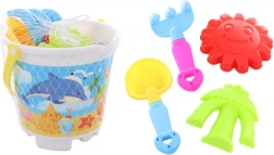 Zestaw do piasku z wiaderkiem, łopatką, grabkami i foremkami