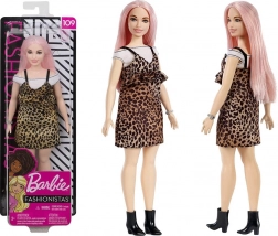 Barbie Fashionistas lalka z różowymi włosami i sukienką w panterkę