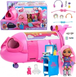 Różowy tęczowy samolot BARBIE Extra Fly Minis z pilotką