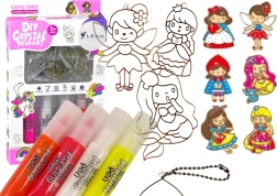 Zestaw witrażowych zawieszek do malowania – księżniczki, 6 szt.