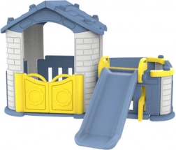 Dziecięcy domek ogrodowy 5w1 ze zjeżdżalnią i koszykówką