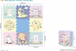 Miękkie piankowe puzzle ze zwierzątkami 32 × 32 cm, 9 elementów