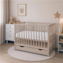Łóżeczko dziecięce z szufladą New Baby Basic w kolorze kaszmirowym