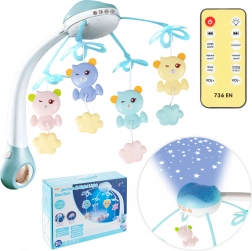 karuzela nad łóżeczko z projektorem i pilotem, 500 melodii