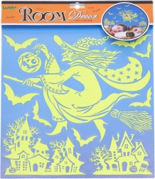 Świecące naklejki na ścianę Czarownica Halloween 38 × 31 cm