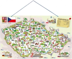 Woody magnetyczna mapa Czech z obrazkami i gra towarzyska 3 w 1