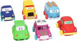 Miękkie plastikowe autko 9 cm z wolnymi kołami