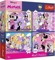 Trefl Disney Minnie Mouse puzzle 4 w 1 (4×88 elementów) Magiczne chwile + plakat kolekcjonerski