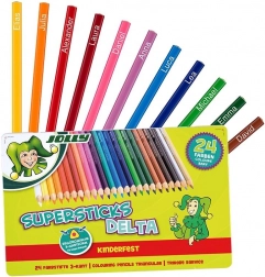 Trójkątne kredki DELTA, 24 kolory, metalowe pudełko