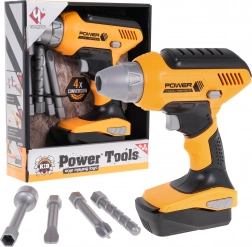 Interaktywna wiertarka dla dzieci 3+ żółta z 4 wymiennymi bitami i wyjmowaną baterią