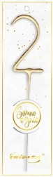 Zimny ogień cyfra 2, 16,5 cm, złoty