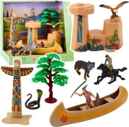 Indiański zestaw z kajakiem i totemem