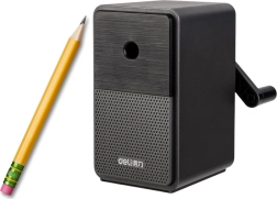 Ręczna temperówka z korbką z pojemnikiem i regulacją ostrza – czarna