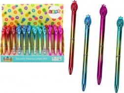 Długopis kulkowy z ananasem, złoty, niebieski wkład 0,7 mm