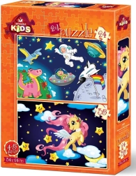 Puzzle Astronauta i źrebię pegaza 24 + 35 elementów