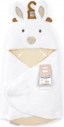 doudou pluszowy biały kocyk z kapturem Happy Wild 70 cm