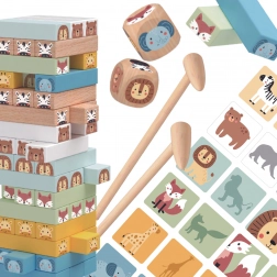 Tooky Toy drewniana wieża balansująca zwierzątka, 82 elementy