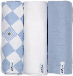 Otulacze Lodger z bawełny organicznej Blue fogg, 70 × 70 cm (3 szt.)