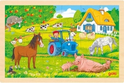 Drewniane puzzle farma 24 elementów Goki