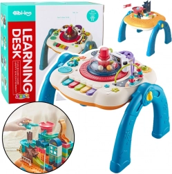 Interaktywny edukacyjny stolik 2w1 z płytą na klocki Niebieski