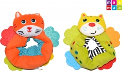 Tekstylny grzechotka na rączkę z gryzakami MAAMAA, kotek 12 cm