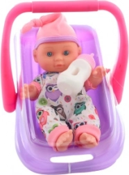 Laleczka niemowlę w foteliku samochodowym 22 cm z buteleczką