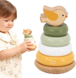 drewniana edukacyjna piramida z ptaszkiem VIGA PolarB