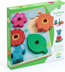 Drewniane puzzle i naklejki Happy Djeco