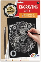 srebrny obrazek do drapania lew GRAFIX